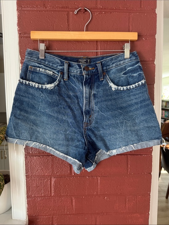 Abercrombie & Fitch Pants - Abercrombie & Fitch Natural Rise Denim Shorts Blue Lightly Distressed Size 29